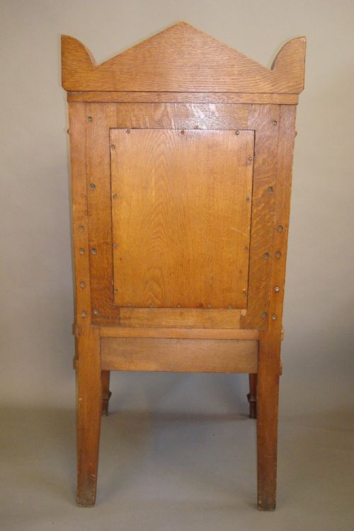 MID C19TH IMPOSING OAK THRONE CHAIR - ADDITIONAL PHOTO 7