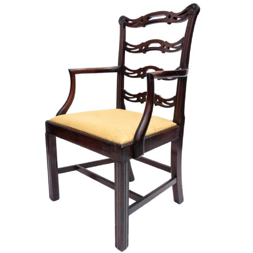A Georgian Mahogany 'Chippendale' Elbow Chair