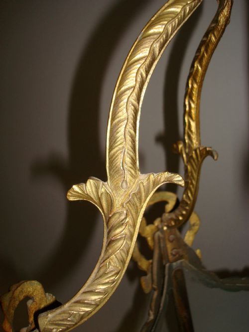 C19TH GILT BRASS HEXAGONAL HANGING LANTERN - ADDITIONAL PHOTO 4