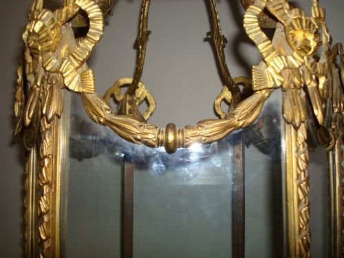 C19TH GILT BRASS HEXAGONAL HANGING LANTERN - ADDITIONAL PHOTO 7