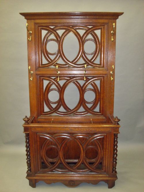 A STYLISH 19TH CENTURY OAK HALL STAND - ADDITIONAL PHOTO 1