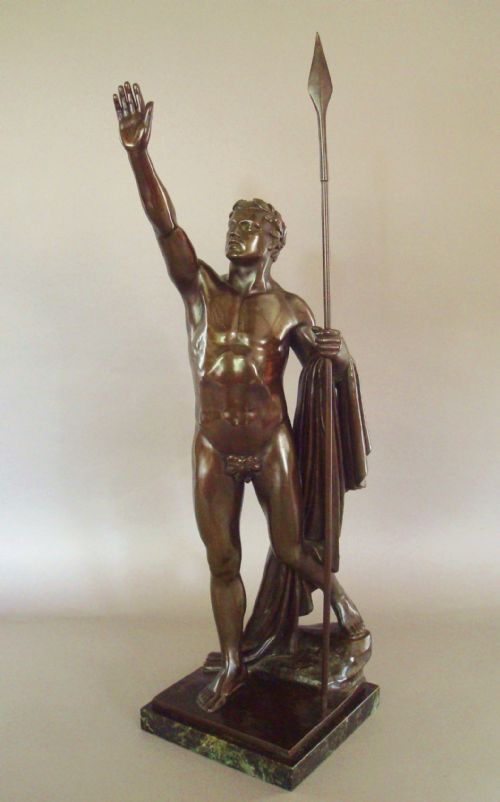 C19th Bronze Sculpture of a Victorious Nude Athlete