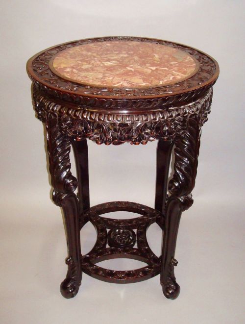 A Good C19th Chinese Hongmu Urn Stand of Large Proportions