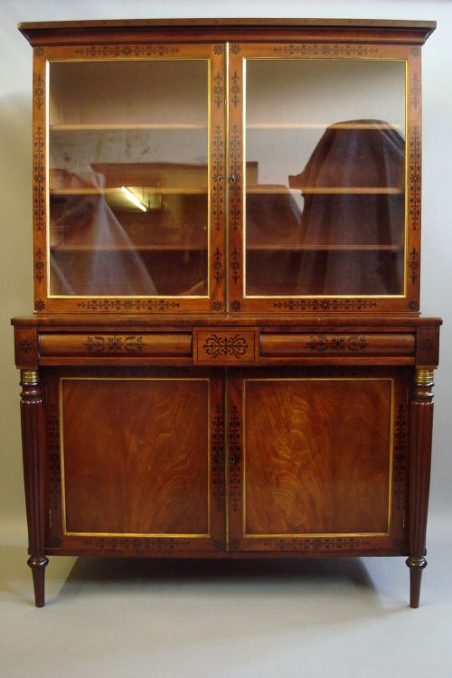 Good Regency Mahogany and Ebony Inlaid Bookcase of Small Proportions