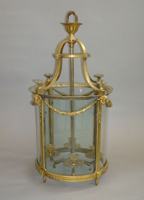 19th Century Gilt Brass Hall Lantern