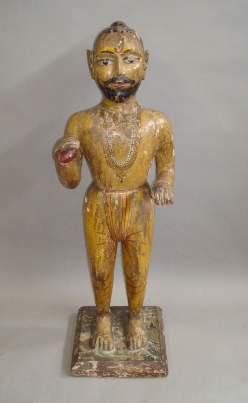 AN INTERESTING 19TH CENTURY CARVED INDIAN FIGURE - ADDITIONAL PHOTO 2