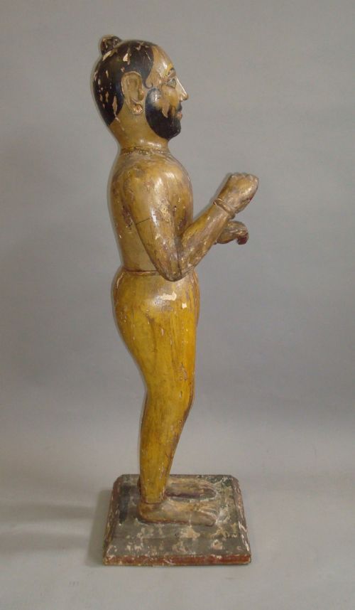 AN INTERESTING 19TH CENTURY CARVED INDIAN FIGURE - ADDITIONAL PHOTO 5