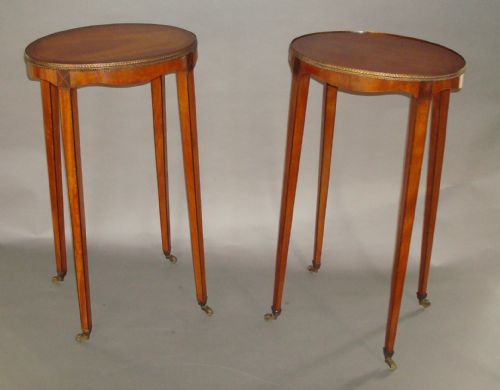 George III Pair of Satinwood Tables, Urn Stands