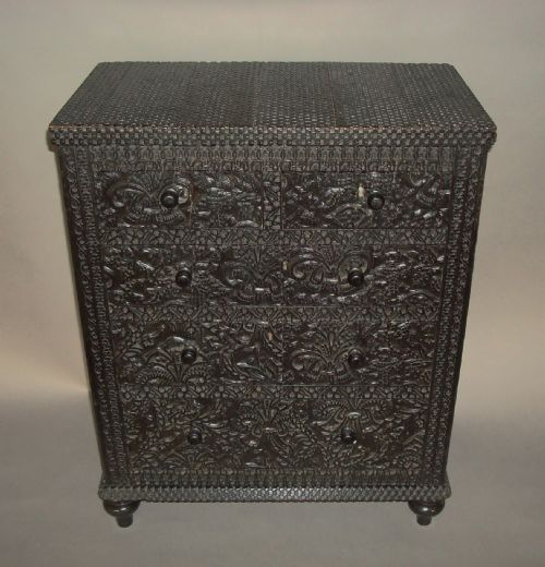 19TH CENTURY SMALL EBONISED CHEST OF DRAWERS - ADDITIONAL PHOTO 3