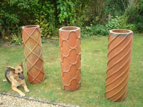 19TH CENTURY TRIO OF LARGE TERRACOTTA CHIMNEY POTS - ADDITIONAL PHOTO 2