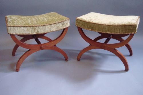 19th Century Pair of Cherry Wood Stools
