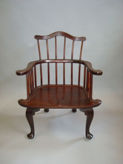 George II Mahogany Windsor Armchair of Eccentric Design