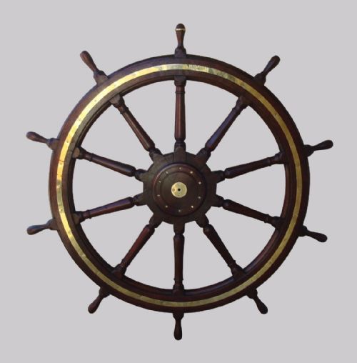 19th Century Very Large Teak Ship's Wheel