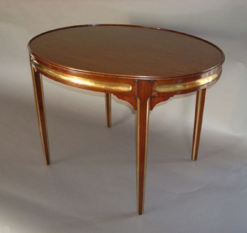 Early 20th Century Oval Mahogany and Brass Low Occasional Table