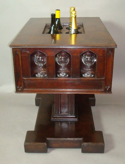 C19TH GOTHIC OAK CHAMPAGNE OR WINE COOLER TABLE - ADDITIONAL PHOTO 1