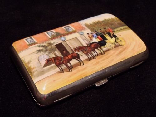 fig 1. C19th Silver and Enamel Cigar Case