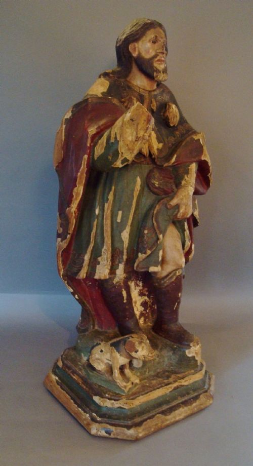 fig 1. C18th Carved and Polychrome Statue of Saint Roch