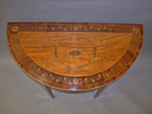 GEORGE III SATINWOOD AND MARQUETRY DEMILUNE CARD TABLE - ADDITIONAL PHOTO 1