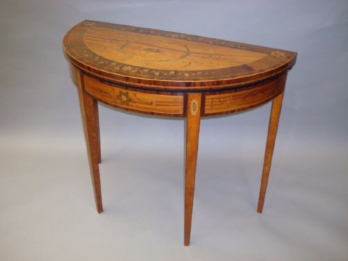 GEORGE III SATINWOOD AND MARQUETRY DEMILUNE CARD TABLE - ADDITIONAL PHOTO 3