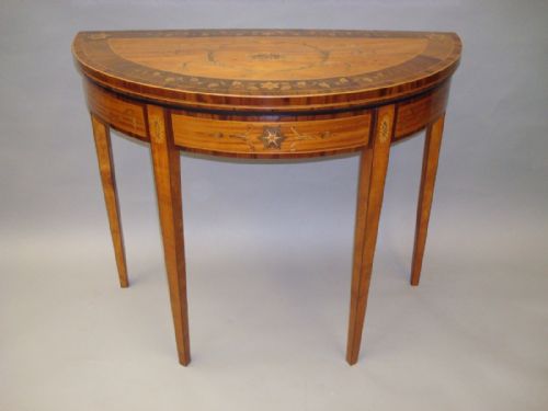 GEORGE III SATINWOOD AND MARQUETRY DEMILUNE CARD TABLE - ADDITIONAL PHOTO 4