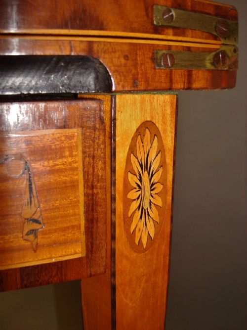 GEORGE III SATINWOOD AND MARQUETRY DEMILUNE CARD TABLE - ADDITIONAL PHOTO 5