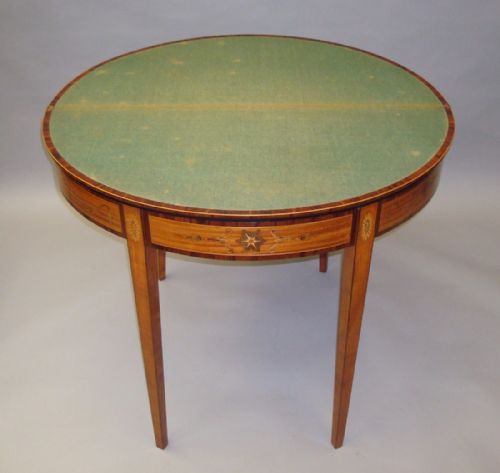 GEORGE III SATINWOOD AND MARQUETRY DEMILUNE CARD TABLE - ADDITIONAL PHOTO 8
