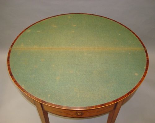 GEORGE III SATINWOOD AND MARQUETRY DEMILUNE CARD TABLE - ADDITIONAL PHOTO 9
