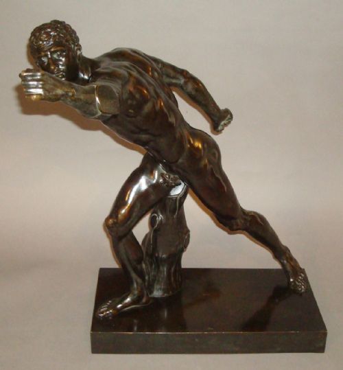 C19th Large Grand Tour Bronze Figure of Borghese Gladiator
