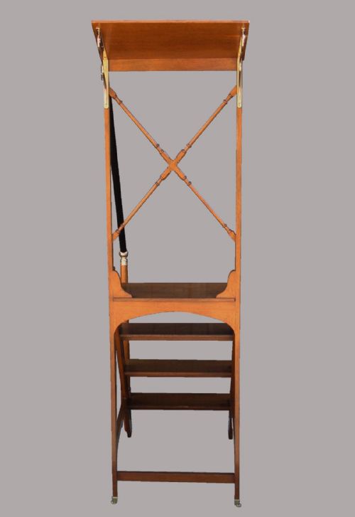 SET ANTIQUE GOLDEN OAK LIBRARY STEPS OF LARGE PROPORTION - ADDITIONAL PHOTO 3