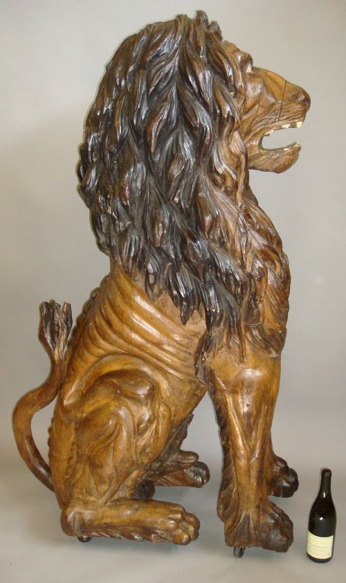 19TH CENTURY CARVED LION 5 FEET TALL - ADDITIONAL PHOTO 1