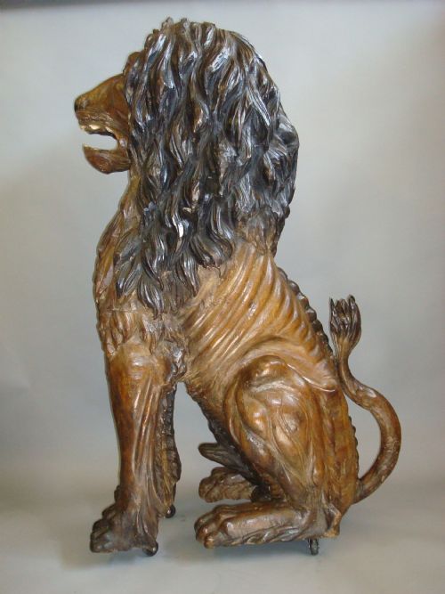 19TH CENTURY CARVED LION 5 FEET TALL - ADDITIONAL PHOTO 3