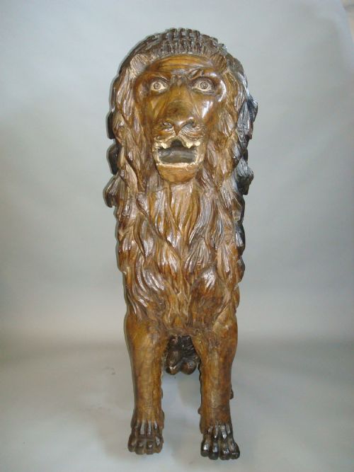 19TH CENTURY CARVED LION 5 FEET TALL - ADDITIONAL PHOTO 5