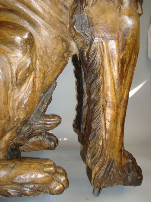 19TH CENTURY CARVED LION 5 FEET TALL - ADDITIONAL PHOTO 8