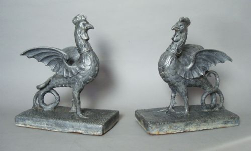 C18th Pair of Lead Cockertrice Figures