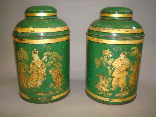 Pair Tole Tea Canisters
