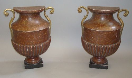 C19TH PAIR PORPHREY FLAT BACK URNS - ADDITIONAL PHOTO 2