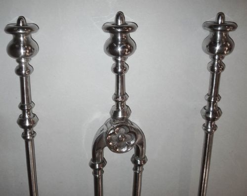 GEORGE IV POLISHED STEEL FIRE IRONS OR FIRE TOOLS - ADDITIONAL PHOTO 5