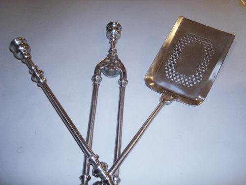 GEORGE IV POLISHED STEEL FIRE IRONS OR FIRE TOOLS - ADDITIONAL PHOTO 1