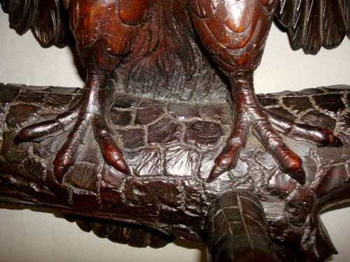 C19TH BLACK FOREST CARVED EAGLE HAT OR COAT RACK - ADDITIONAL PHOTO 2