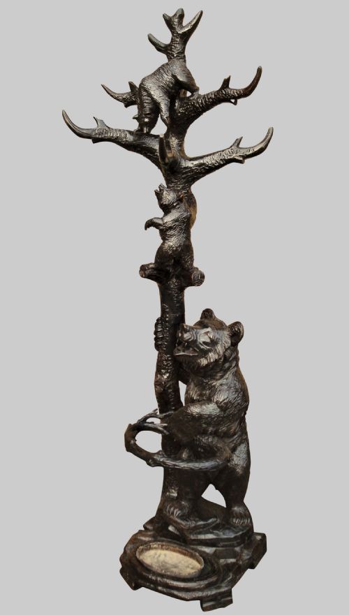 C19TH CARVED BEAR BLACK FOREST HALL STAND - ADDITIONAL PHOTO 1