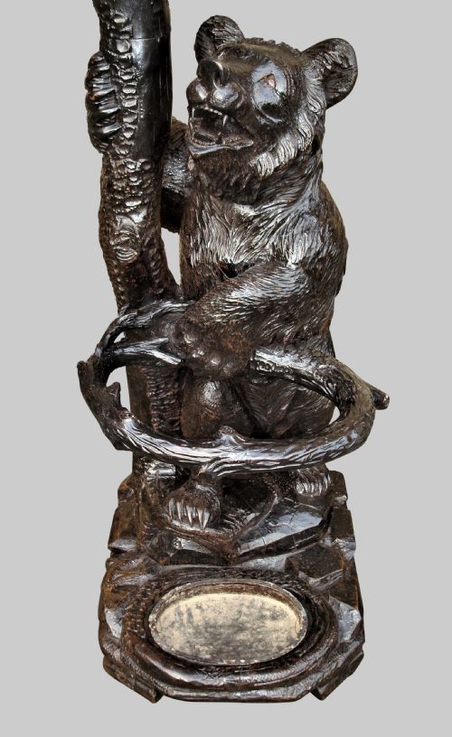 C19TH CARVED BEAR BLACK FOREST HALL STAND - ADDITIONAL PHOTO 4