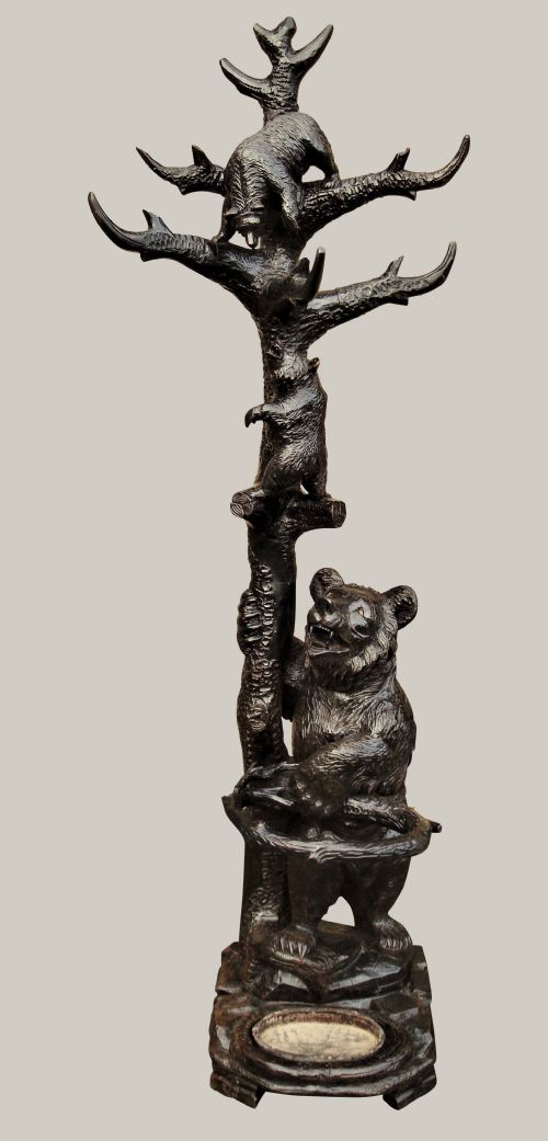C19TH CARVED BEAR BLACK FOREST HALL STAND - ADDITIONAL PHOTO 5
