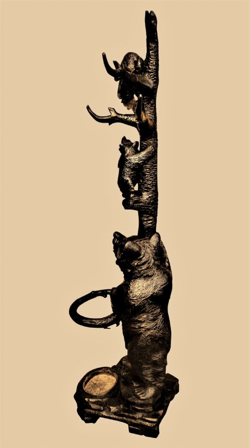 C19TH CARVED BEAR BLACK FOREST HALL STAND - ADDITIONAL PHOTO 7