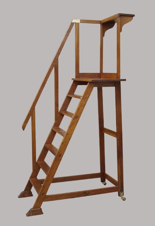 C19th Large Oak Library Steps