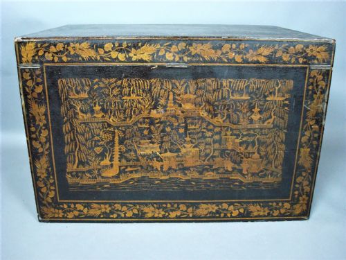 MID C19TH INDIAN CHINOISERIE LACQUERED TRUNK - ADDITIONAL PHOTO 2