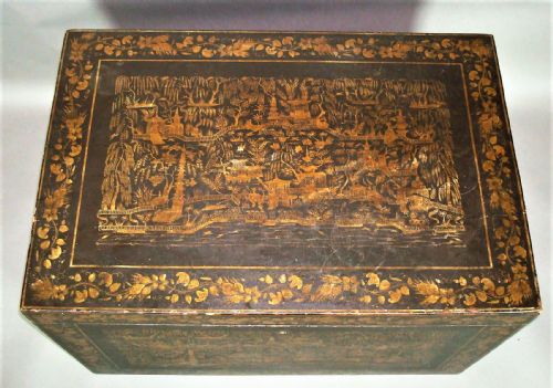 MID C19TH INDIAN CHINOISERIE LACQUERED TRUNK - ADDITIONAL PHOTO 3