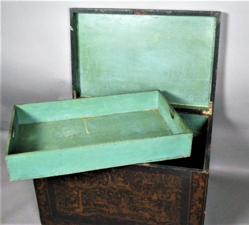 MID C19TH INDIAN CHINOISERIE LACQUERED TRUNK - ADDITIONAL PHOTO 5
