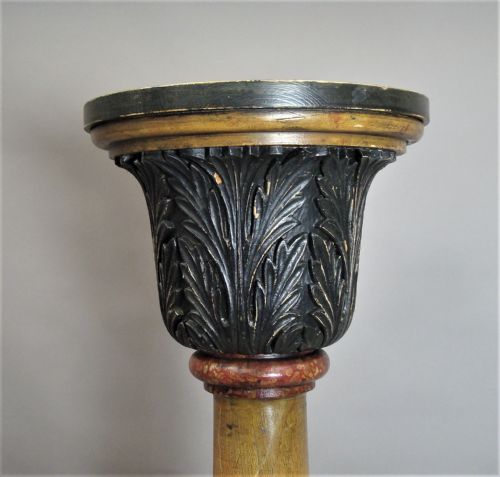 REGENCY PAINTED SIMULATED MARBLE PINE PEDESTAL COLUMN TORCHERE - ADDITIONAL PHOTO 3