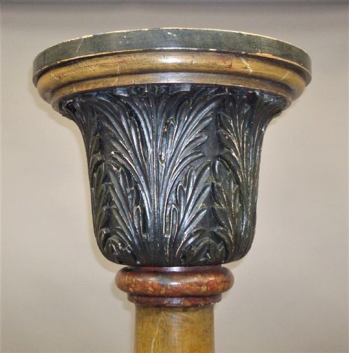 REGENCY PAINTED SIMULATED MARBLE PINE PEDESTAL COLUMN TORCHERE - ADDITIONAL PHOTO 8