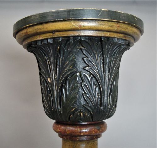 REGENCY PAINTED SIMULATED MARBLE PINE PEDESTAL COLUMN TORCHERE - ADDITIONAL PHOTO 10